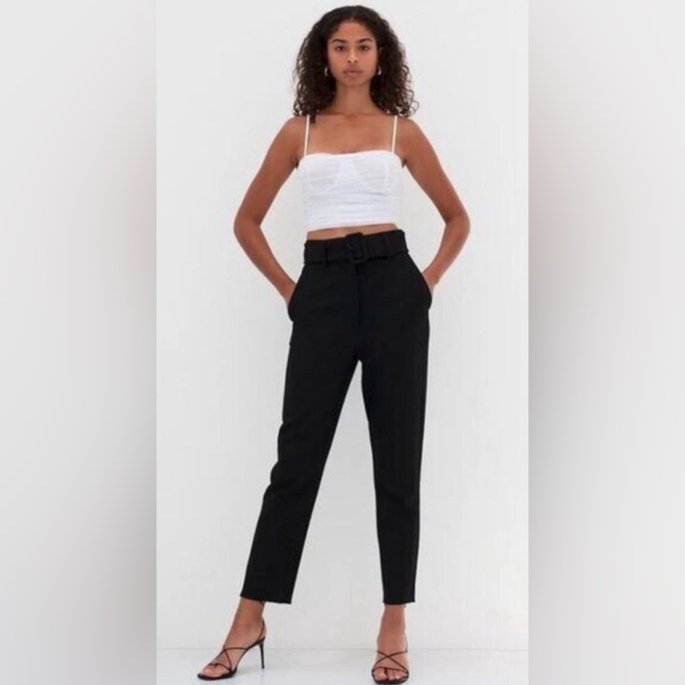 Aritzia Ten by Babaton Supernova Trouser Belted Pant Women 8 Black High‎ Rise
